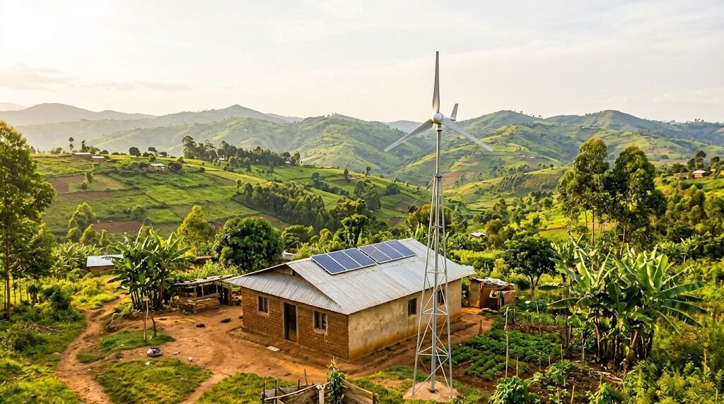 Illustration — petite éolienne sur site